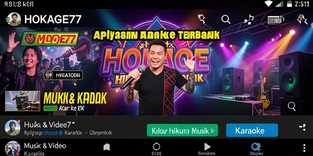Antarmuka HOKAGE77 menampilkan fitur Karaoke yang menarik dan mudah digunakan.