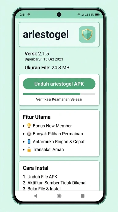 Tampilan halaman APK ariestogel