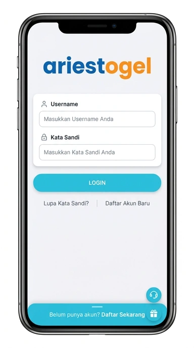 Tampilan halaman login ariestogel